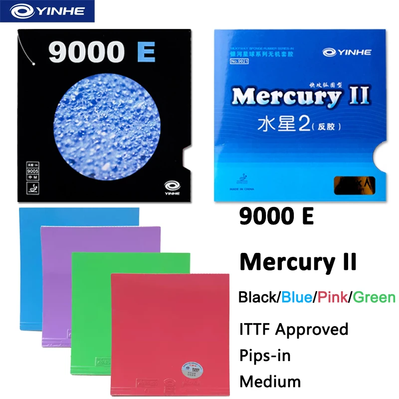 

YINHE 9000E Mercury II Table Tennis Rubber Sheet Medium Blue Green Ping Pong Rubber ITTF Approved Pips-in Table Tennis Rubber