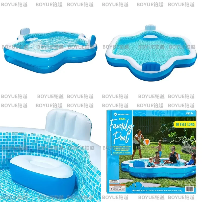 Large Inflatable Hot Tub Spa for Adults Family Outdoor Portable Jacuzzi Pool with Backrests and Seats Relaxing Bath