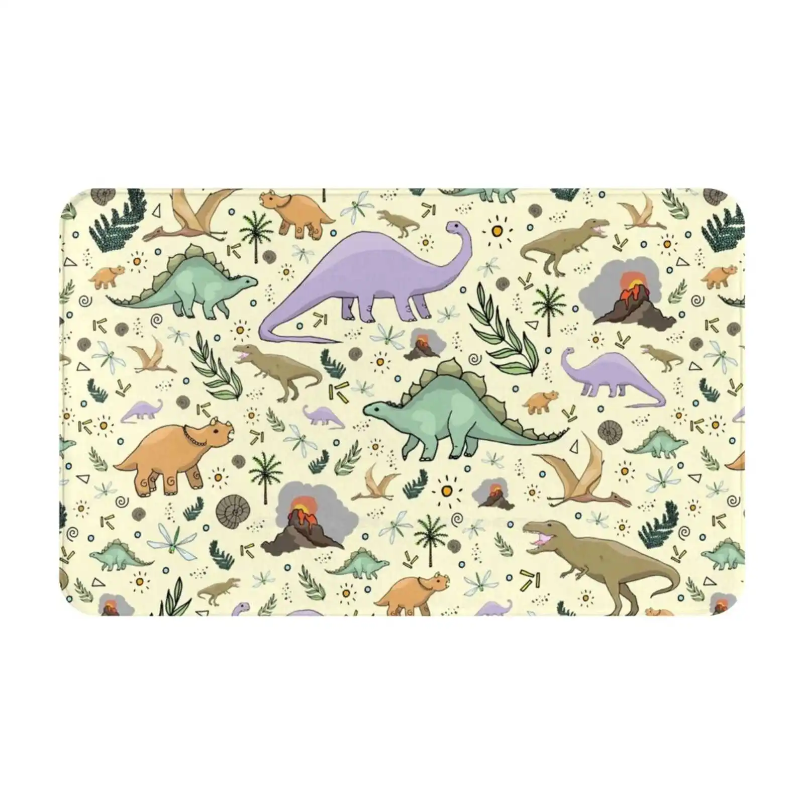 Dinosaurs! Soft Cushion Car Home Carpet Door Mat Dinosaur Pattern Brontosaurus Triceratops Tyrannosaurus T Rex Stegosaurus Cute