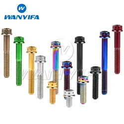 Wanyifa Titanium Bolt M6 M8x10 15 20 25 30 35 40 45 50 55 60 75mm Flange Inner Hexagon Head Screws for Motorcycle Brake Calipers