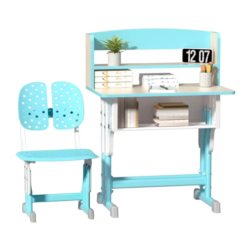 

2Pcs/Set Kid Functional Desk and Chair Set Ergonomic Height Adjustable Height Study Table with Drawer Backpack Hook Cup Holder