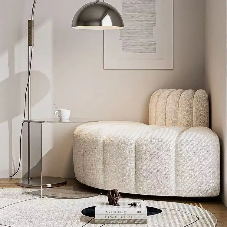 #140X70X60CM Cream Style Corner Lazy Sofa Living Room Bedroom Balcony Corner Module Corner Fabric Leisure Single Sofa Chair