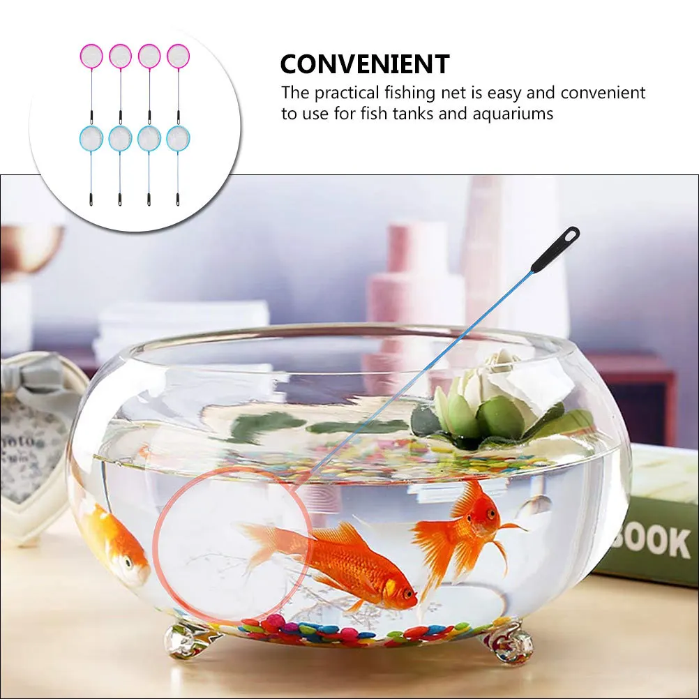 

8pcs Plastic Landing Net Compact Portable For Fish Tank Aquarium Shrimp Land Net Dense Mesh Fishing Tool Fish Tank Cleaning