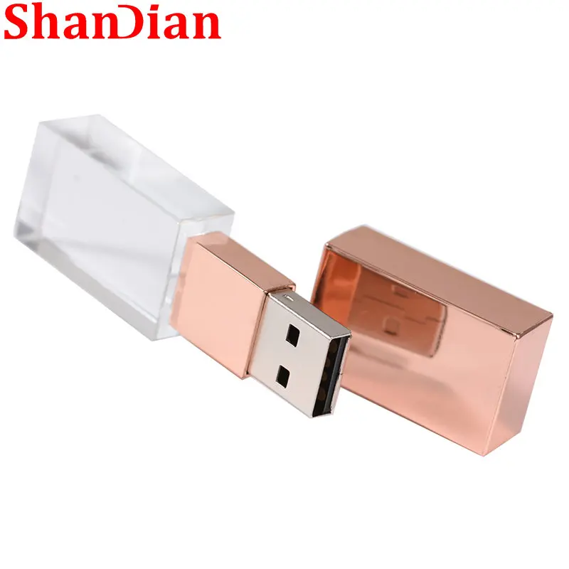 Crystal USB Sticks 64GB USB Flash 32GB Transparent Glass 16GB  Pen Drive Exquisite Wedding Photography Gifts