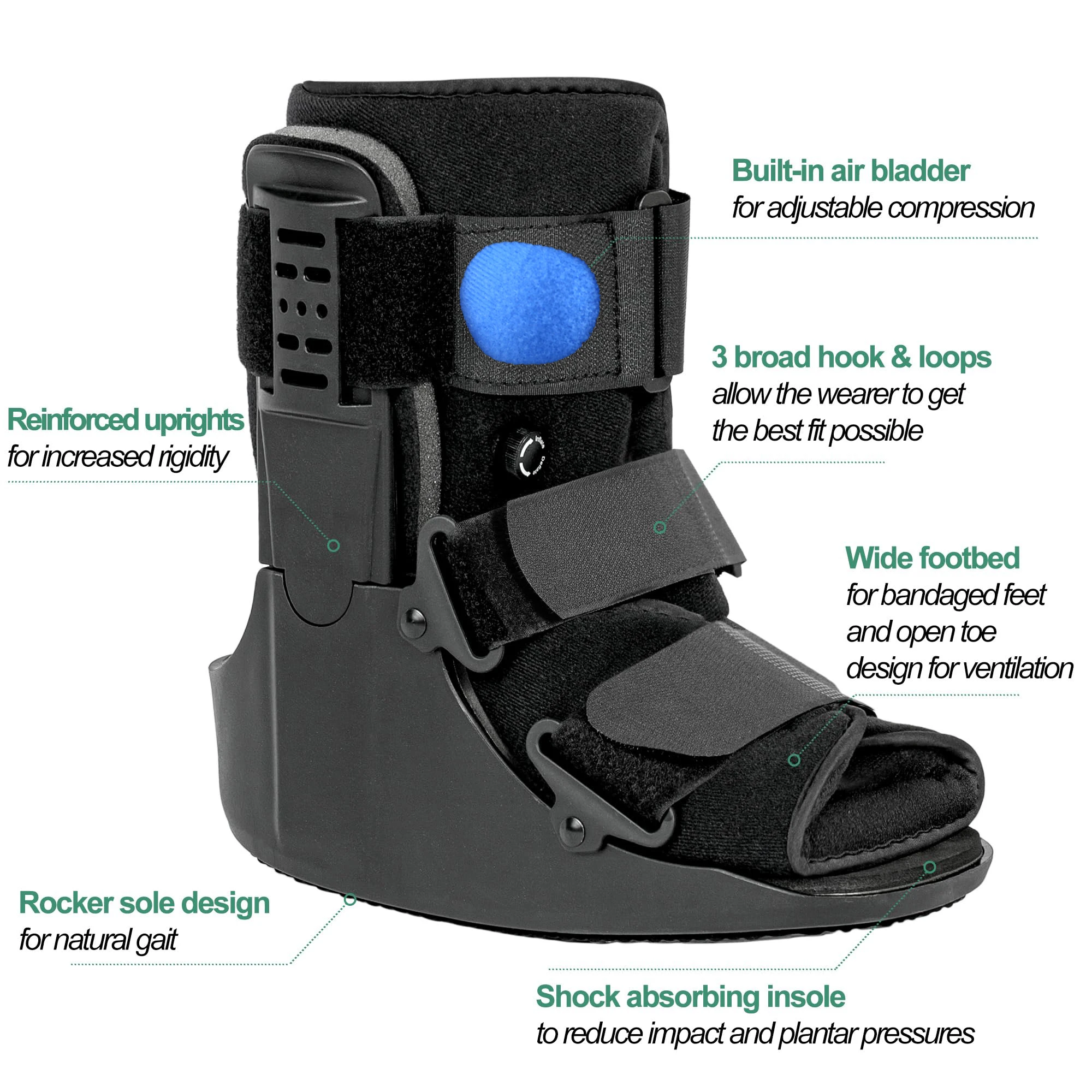 Air Walker Boot Fracture Boot Short Walking Protective Boot Fits Left or Right Foot Ankle for Injuries Fractures Sprains