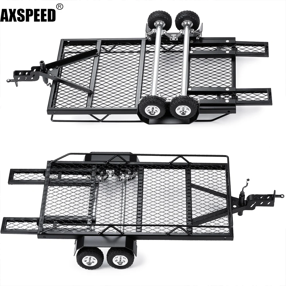 AXSPEED Metal Trailer for 1/18 1/24 1/10 1/8 RC Crawler Car Axial SCX24 SCX10 90046 TRX4 TRX6 TRX4M Upgrade Tools