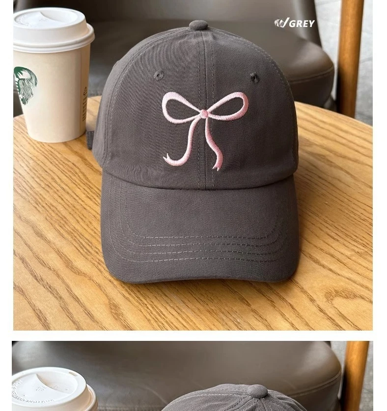 Nette Koreanische Ins Baseball Kappe Frauen Bogen Design Süße Romantische Rosa Soft Top Hut Mode Einstellbare Snapback – Detail 10