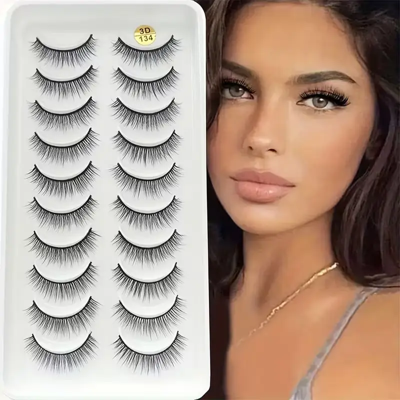 10 Paar übernatürliche, hautfarbene künstliche Wimpern, leicht und hautfreundlich, antiallergisch, frisch und atmungsaktiv, sehr geeignet für den täglichen Gebrauch. – Detail 7