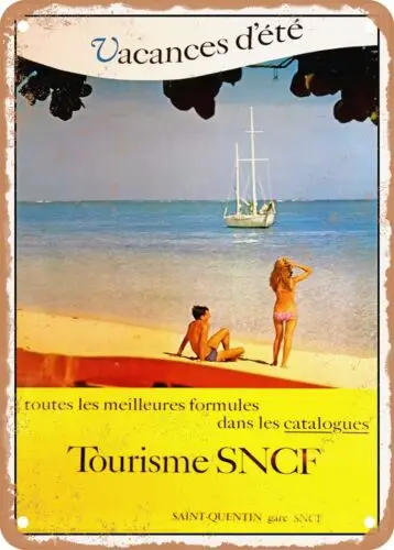 METAL SIGN - 1970 Tourism SNCF and Summer Vacations Vintage Ad