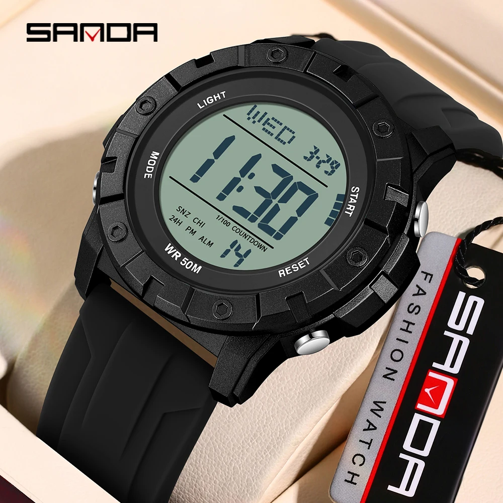 

SANDA Luxury Men's Electronic Watch Multi functional Sports Outdoor LED Calendar Waterproof Fashion Men's Electronic Watch 2176