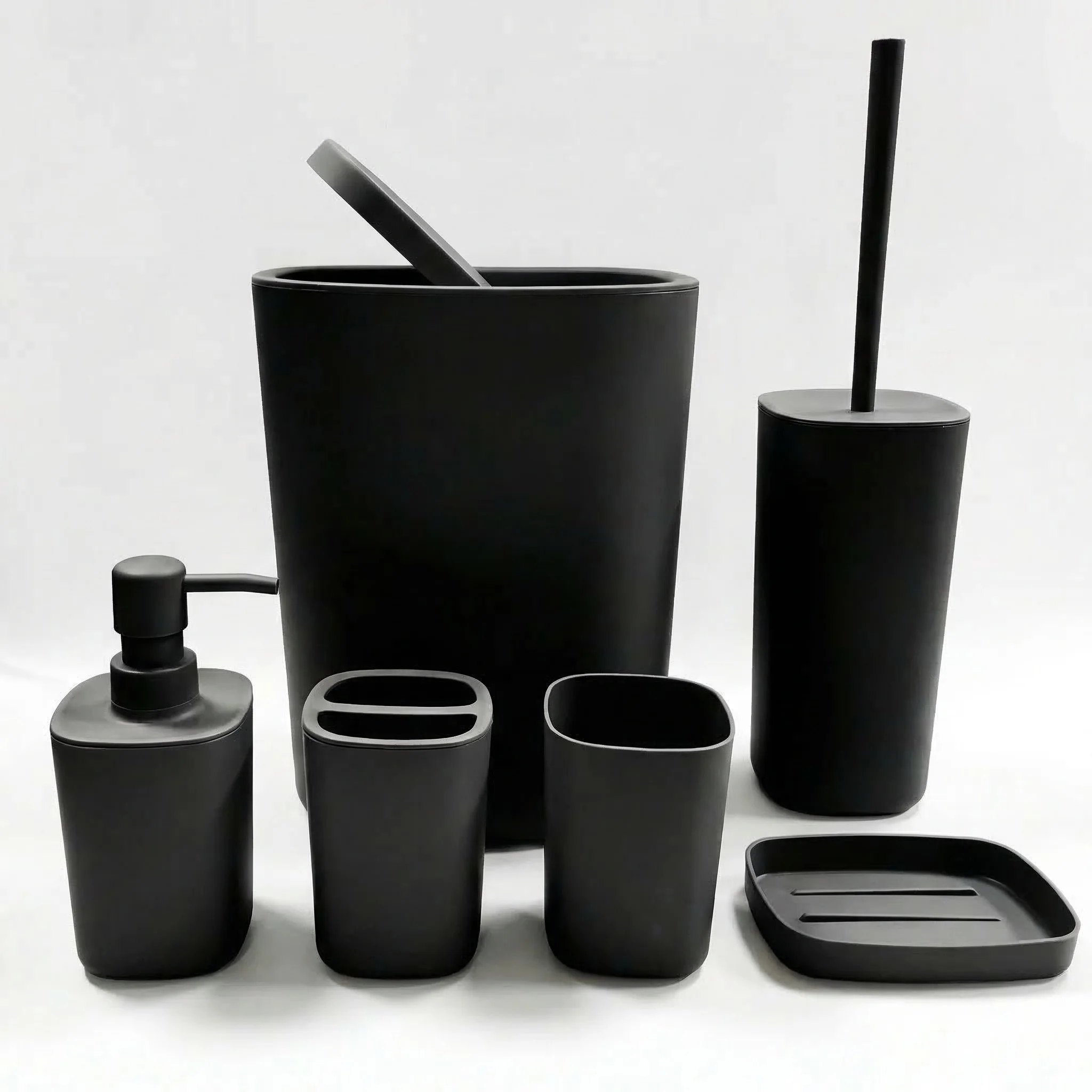 

6pcs Bathroom Accessories Set, Bathroom Vanity Sets with Toilet Brush, Trash Can, Tumbler, Soap Dish, Toothbrush Holder