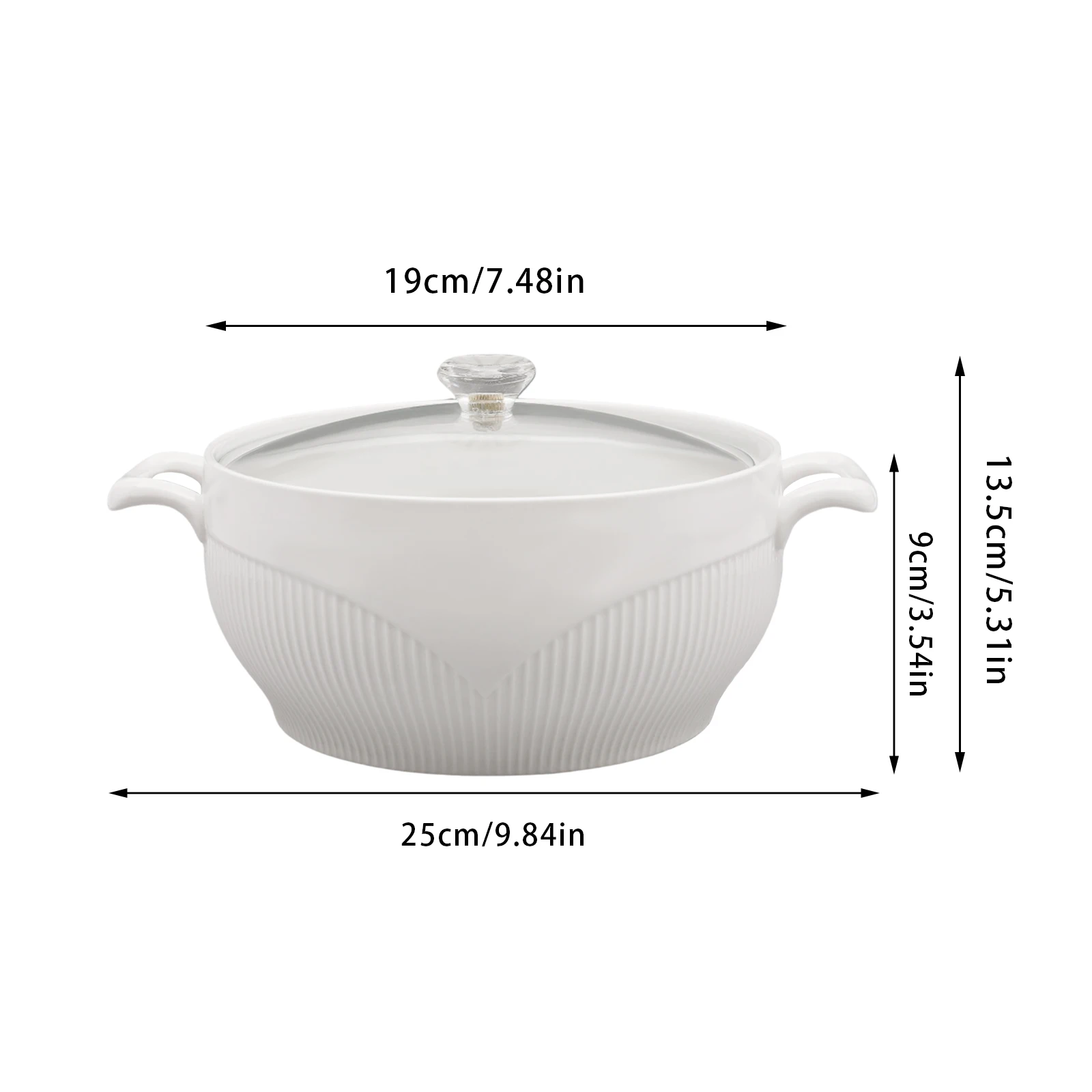 Durable Commercial Soup Kettle, 0.4 Gallon Porcelain Tureen, Anti-scalding Handles, Easy to Clean and Serve