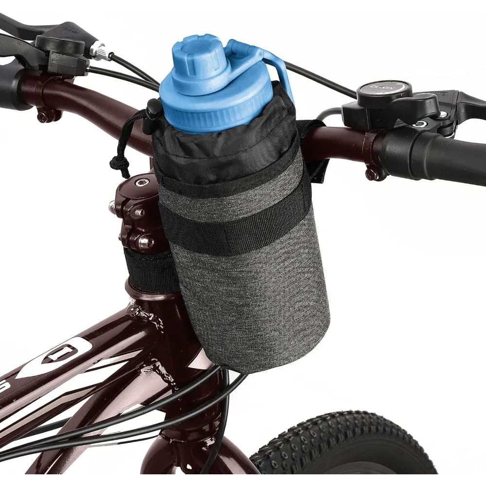 

insulated bike water bottle holders - keeps bottle cool or warm, universal fit for kids, mountain, cruiser, road bikes - black