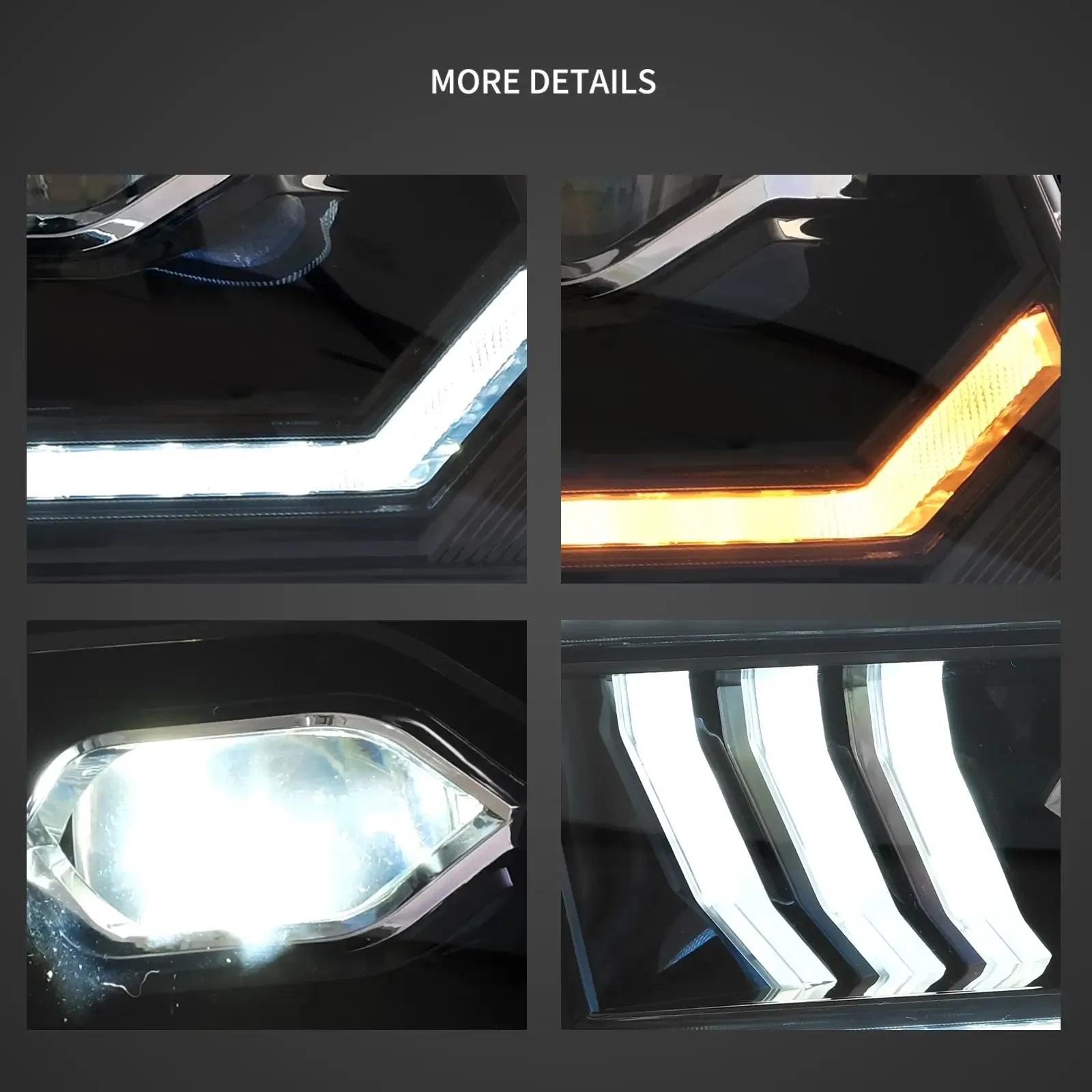 Vland 05-09 Mustang 5th Gen (S-197 I) Pre-Facelift LED Dual Beam Projector Headlights Black