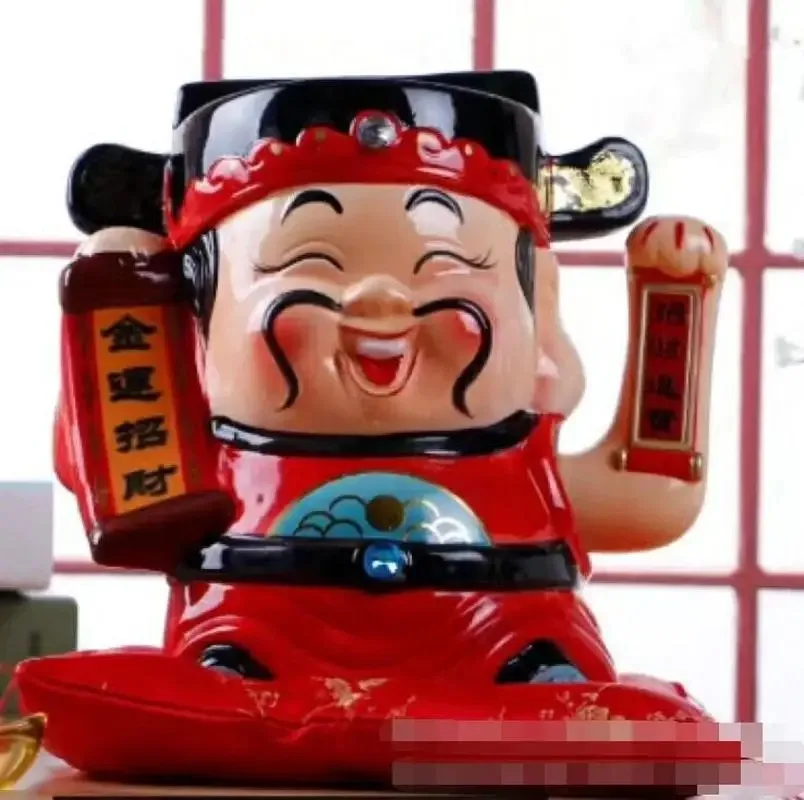 10 Inch Handicraft Waving Hand Lucky Cat Fortune Cat Gift Welcoming Feng Shui Crafts Money Box Home Store Decoration
