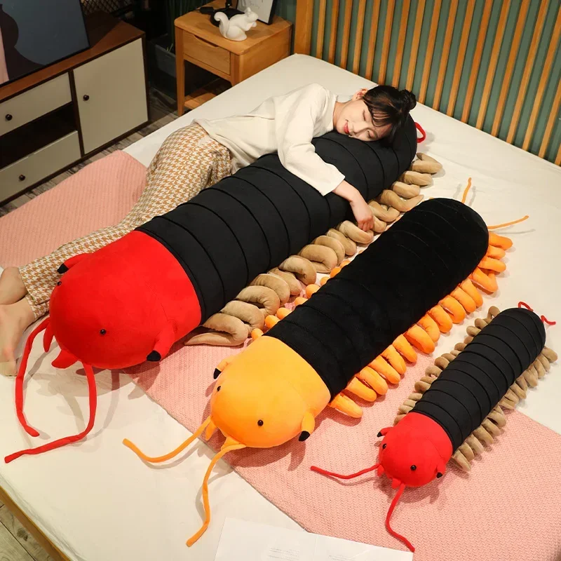 70/110cm Cute Centipede Plush Toy Giant Scolopendridae Insect Plushie Lifelike Stuffed Soft Animal Pillow Doll Gift