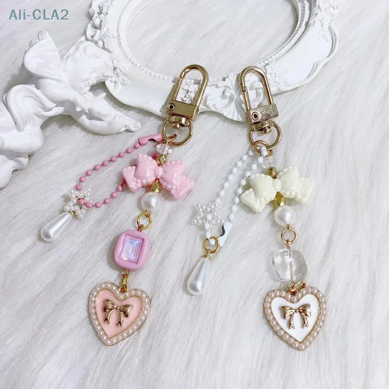

Exquisite Y2K Romantic Cream Style Love Heart Keychain Bag Phone Chain Car Key Holder Cute Accessory For Girls Women Jewelry