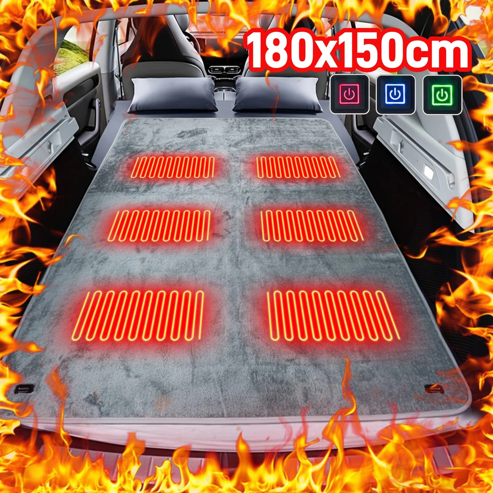 

Кемпинговый USB-матрас с подогревом, 6 зон нагрева, для холодной погоды, теплый матрас для зимы, для палаток, для использования на улице и в помещении