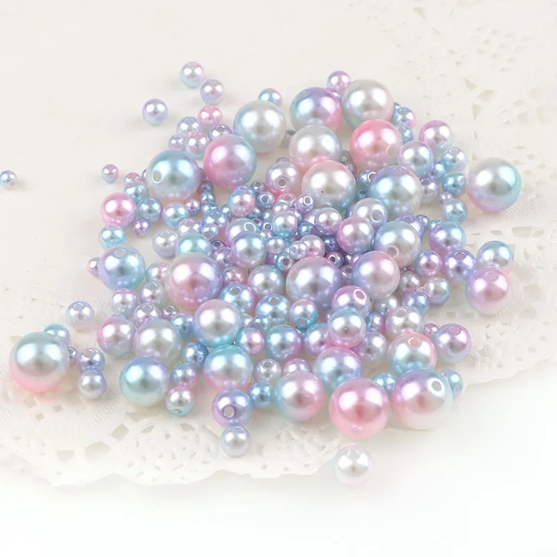 30g Mix Size Mermaid Color Acrylic Pearl Loose Spacer Beads For Jewelry Making DIY Necklace Bracelet Earrings Other Decors