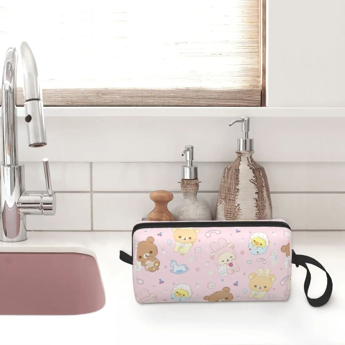 Baby Rilakkuma And Friends Cosmetic Bag for Women Makeup Bags Travel Water Resistant Toiletry Bag Organizer Pouch