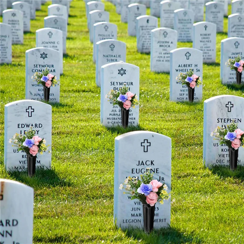 

B97A-40 Pack Cemetery Vases With Spikes,Plastic Vases For Flowers,Grave Decorations For Cemetery,Memorial Floral Vases