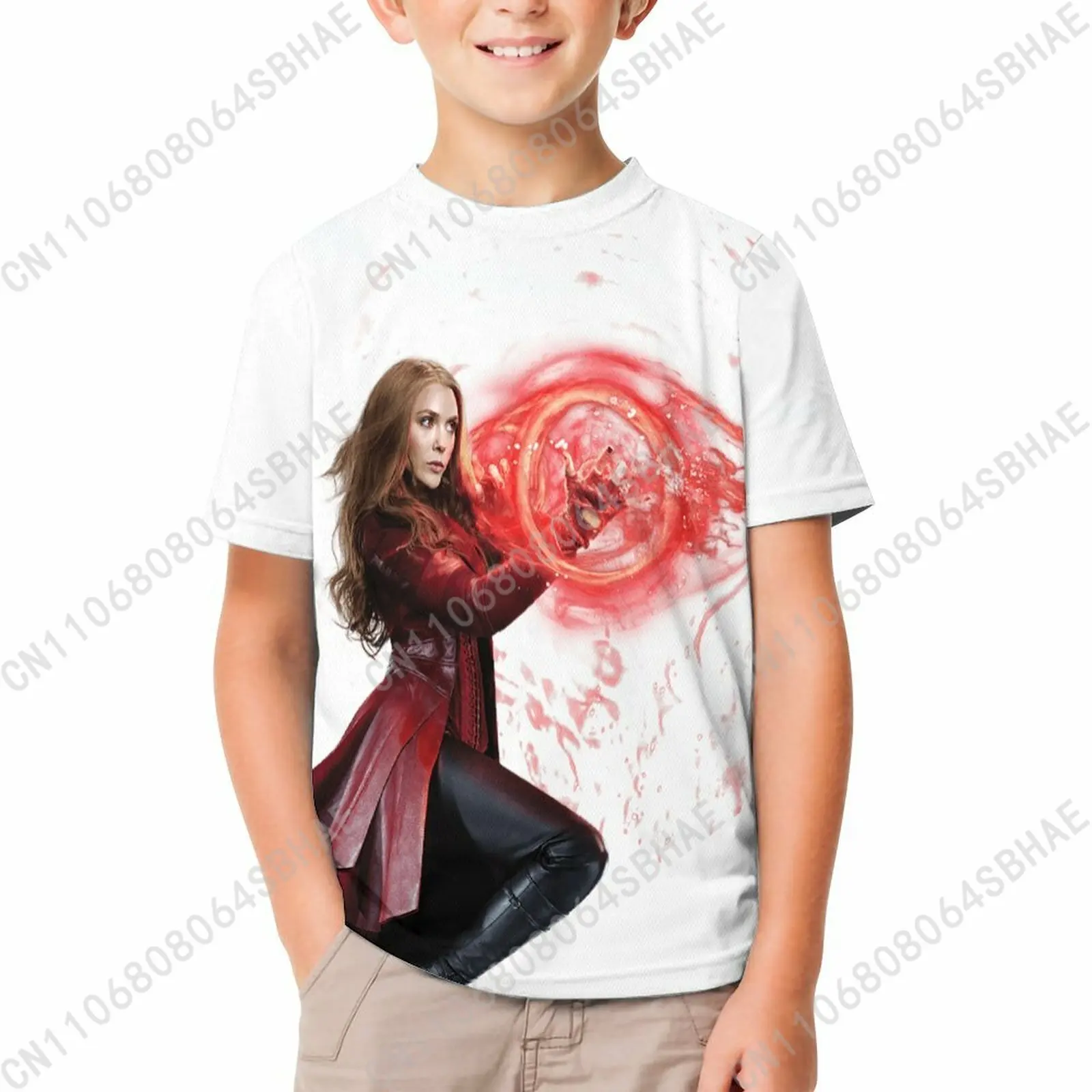 

Marvel Scarlet Witch T Shirt Boy Girl Short Sleeve Print Cotton TShirt Comfortable Crew Neck Children Child Tee Cosplay