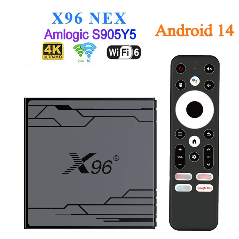 صندوق التلفزيون الجديد X96 NEX Android 14 Amlogic S905Y5 4GB 32GB 4K WIFI6 BT5.X مجموعة مشغل الوسائط