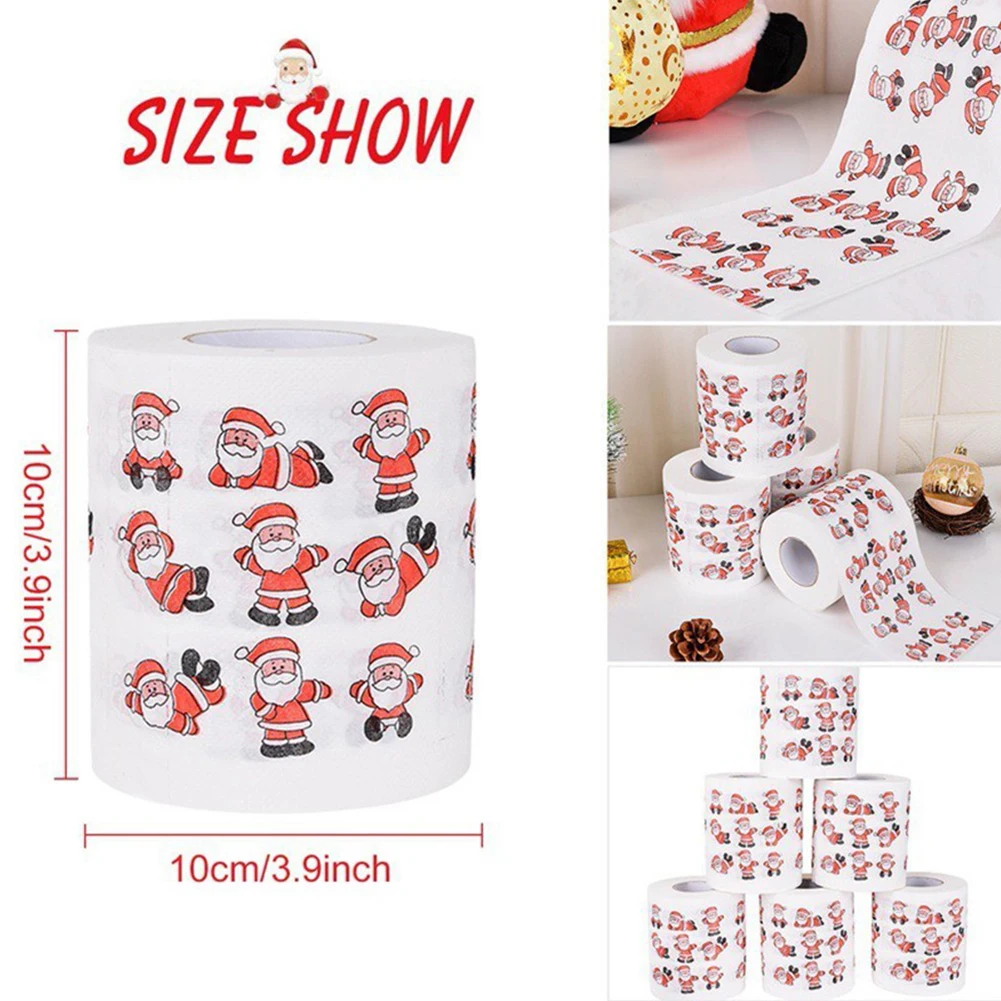 Christmas Pattern Series Roll Paper Prints Funny Toilet Paper Supplies Xmas Decor Toilet Paper Roll Xmas Baubles - Image 4