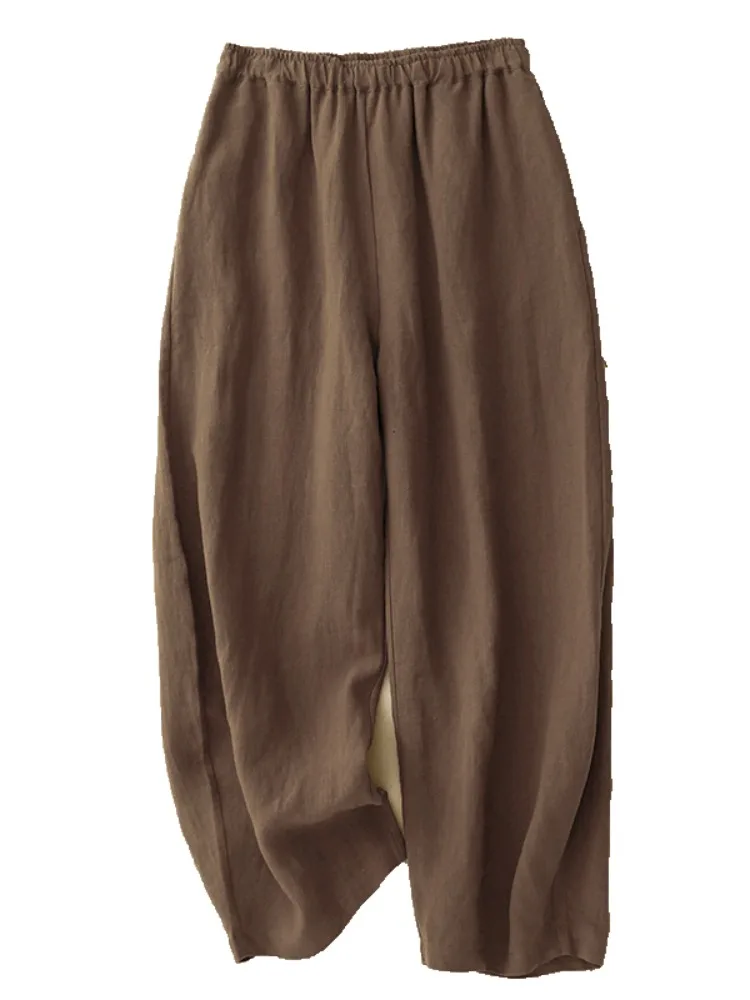 Pantalones Harlan holgados de cintura alta para mujer, pantalones farol con cintura elástica, mallas holgadas artísticas, pantalones largos de verano