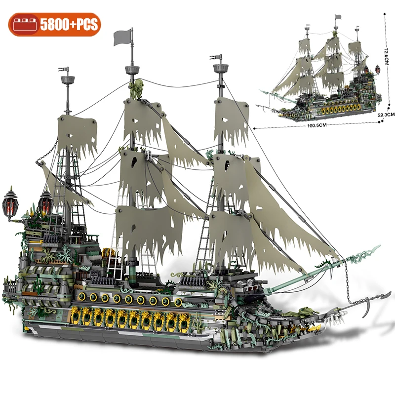 

5865PCS Middle Ages Ghost Ship Model Building Blocks MOC Large Pirate Ships Assembly Toy Bricks Children Adult Birthday Gift Set