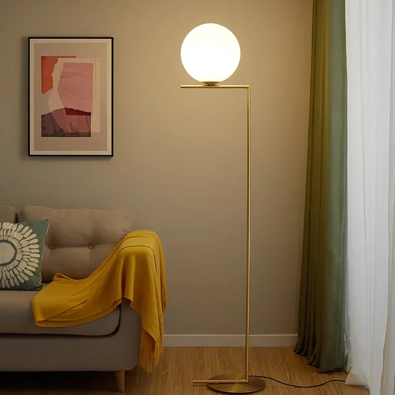 High Quality Copper Floor Lamp With Glass Ball  E27 Light Bulb