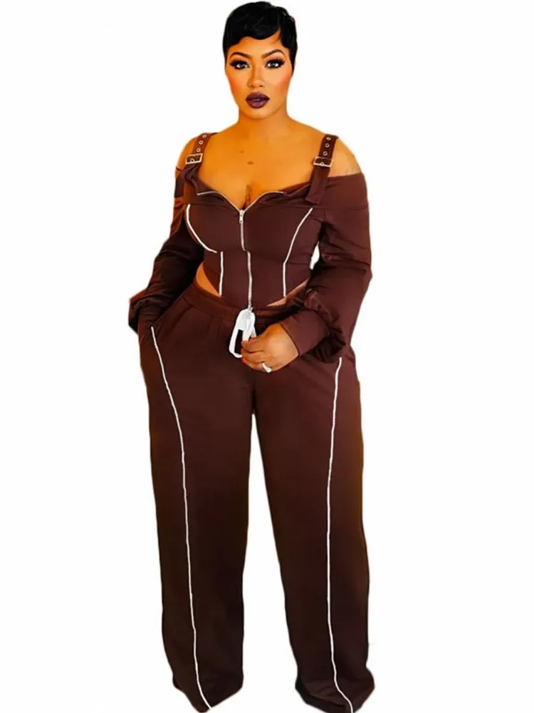 Set da donna da 2 pezzi 2025 Nuovo arrivo Autunno Inverno Set coordinati Cerniera Giacca a maniche lunghe Top e pantaloni Abiti Abiti Abbigliamento