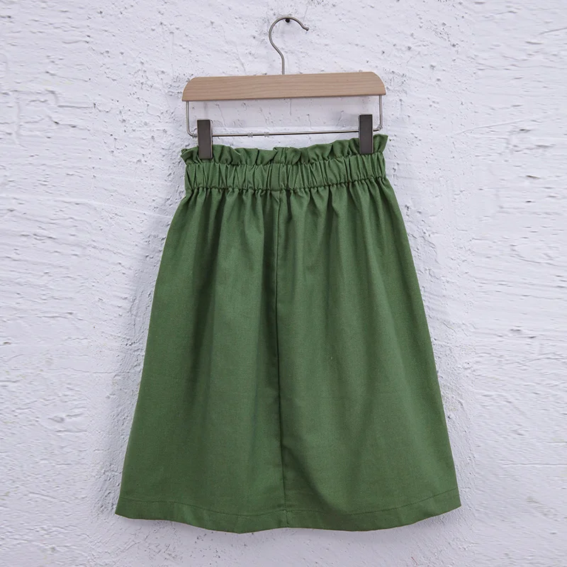 Summer Girls Linen Skirt 2024 New Casual Loose Elastic Waist Pleated Baby Girl Cotton And Linen Skirts