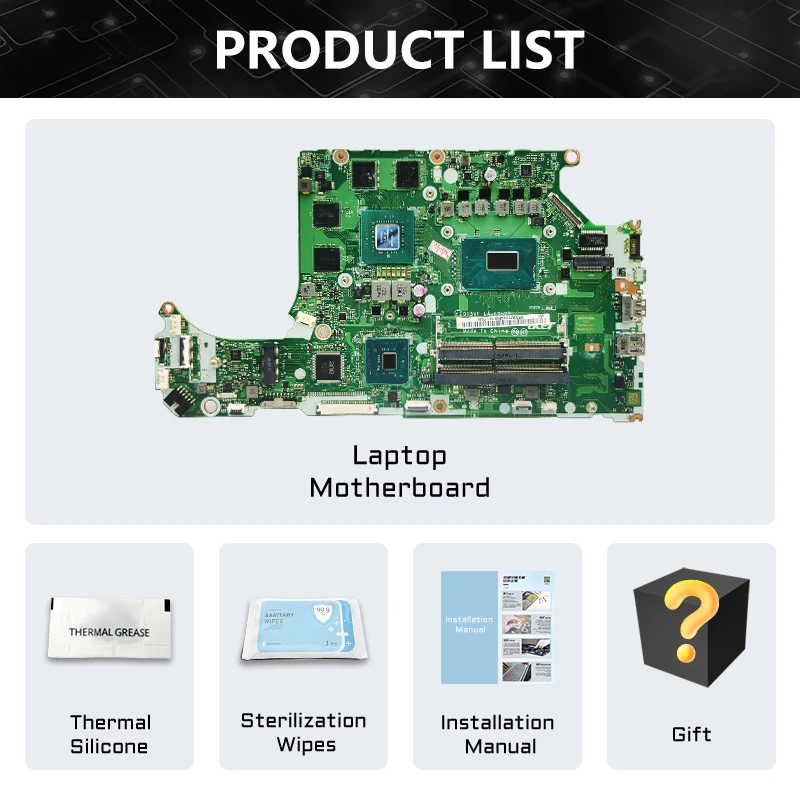 LA-F952P For ACER Nitro AN515 AN515-52 LA-F952P Mainboard i3 i5 i7 CPU 100% Tested Laptop Mainboard