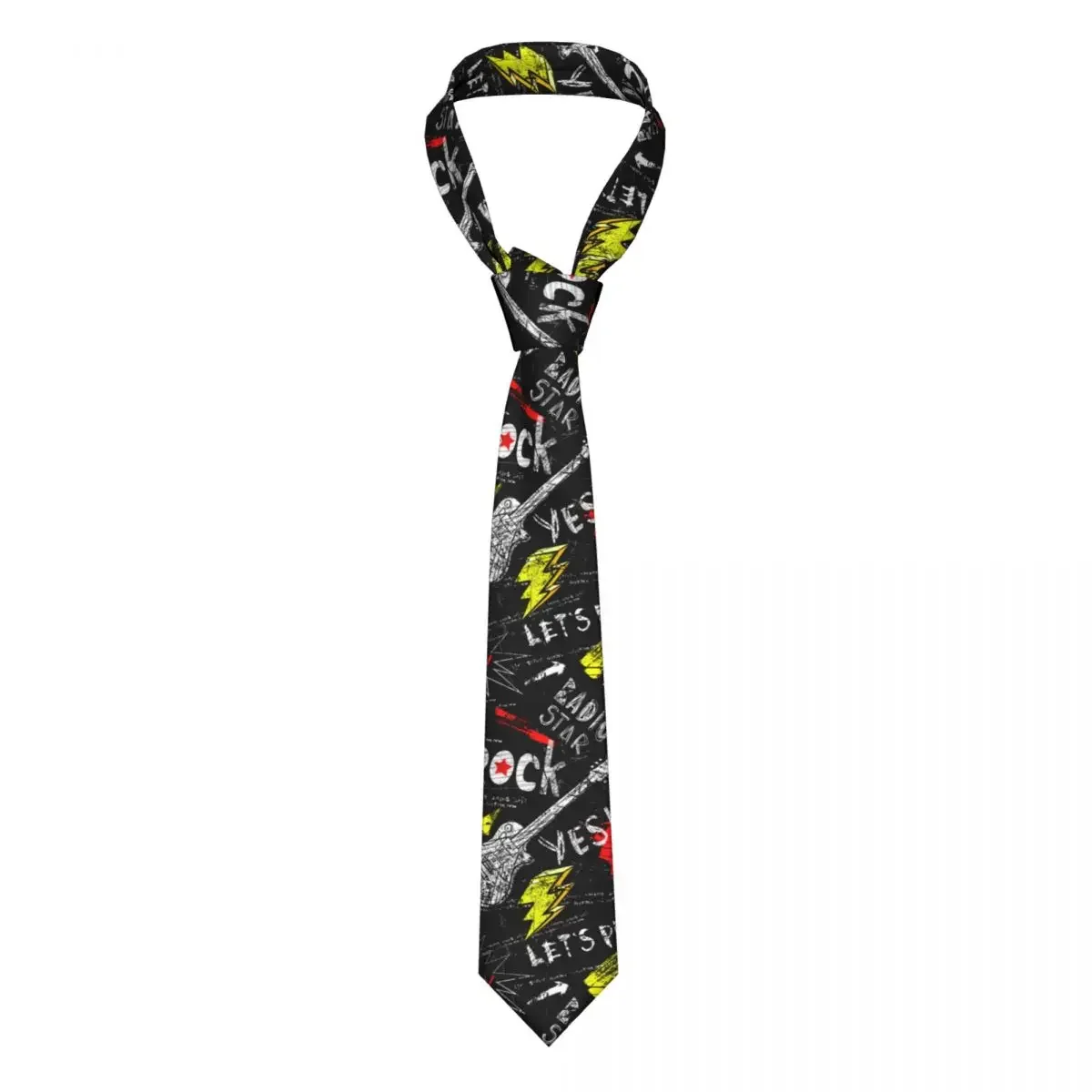 

Punk Rock Style Guitar Pattern Neckties Unisex Polyester 8 cm Neck Tie for Men Casual Narrow Shirt Accessories Gravatas Wedding