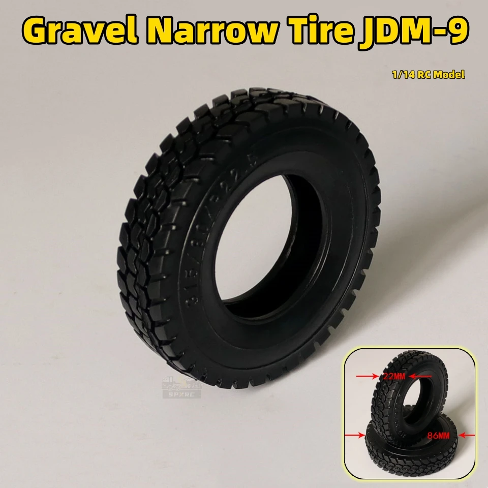 Simulation Gravel Narrow Tire JDM-9 For 1/14 Tamiya RC Scania 770S Man VOLVOO Romote Control Trailer Tipper Truck Toy Parts