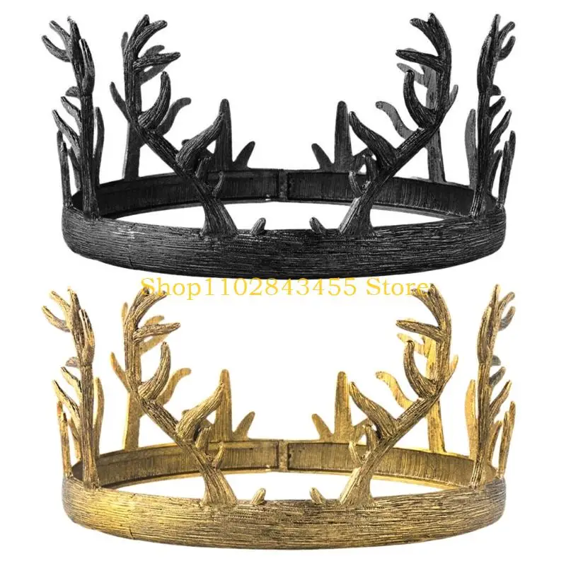 

49MC Metal Antler Crowned Headdress For Formal Parties Holidays Special Occasion