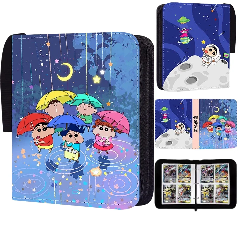 400pcs Crayon Shinchan Anime Peripherals Game Card Collection Photo Album Book Binder Business Card Holder Children's Toys Gift
