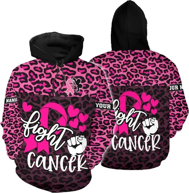 2024 Personalized Breast Cancer Hoodie 3D Pink Ribbon Promotion Sweatshirt Survivor Pride Women's Top Autumn Winter Hoodie