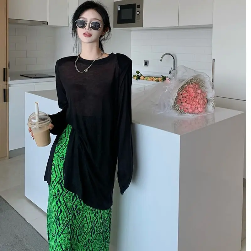 

Sunscreen clothing for women, summer Korean version, loose and thin, ice silk long sleeved T-shirt, all match tops