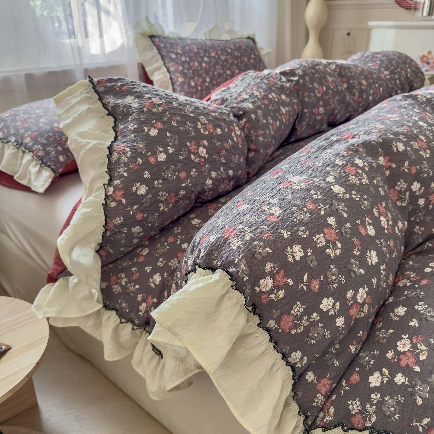 1pc Korean Style Comforter Cover Puff Gauze funda nórdica for Home Queen  Duvet Cover housse de couette 220x240 (no pillowcase)