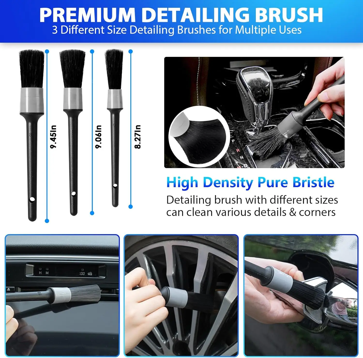 Car Cleaning Kit, 8000PA Vacuum, 7Pcs Brush Set, Gray Interior Detailing Kit