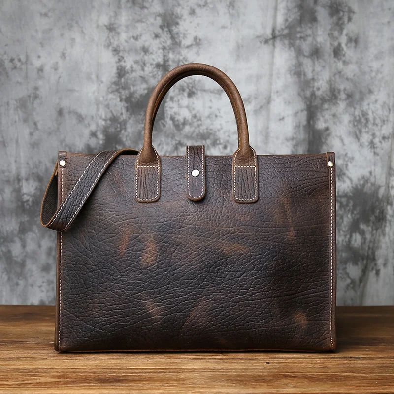 Nzpj Vintage Echt leder Herren Aktentasche natürliche Rindsleder Handtasche verrückte Pferd Leder Computer tasche lässige Umhängetasche – Detail 21