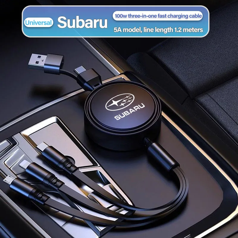 رأس شاحن سيارة 3 في 1 كابل بيانات شحن USB Type-C ملحقات السيارات لسوبارو STI XV فورستر BRZ Outback Legacy Levorg 2006