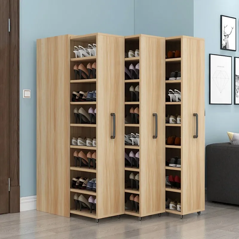 Push-pull dust-proof shoe cabinet household door large-capacity gap with wheel shoe rack crevice drawer type movable