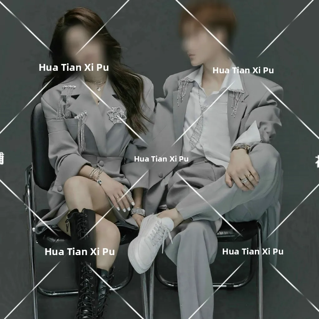 

Новые модные серые комбинезоны для пар в стиле вестерн для фотосессий, трендовые брендовые наряды в стиле хип-хоп для женщин, коллекция 2026 года