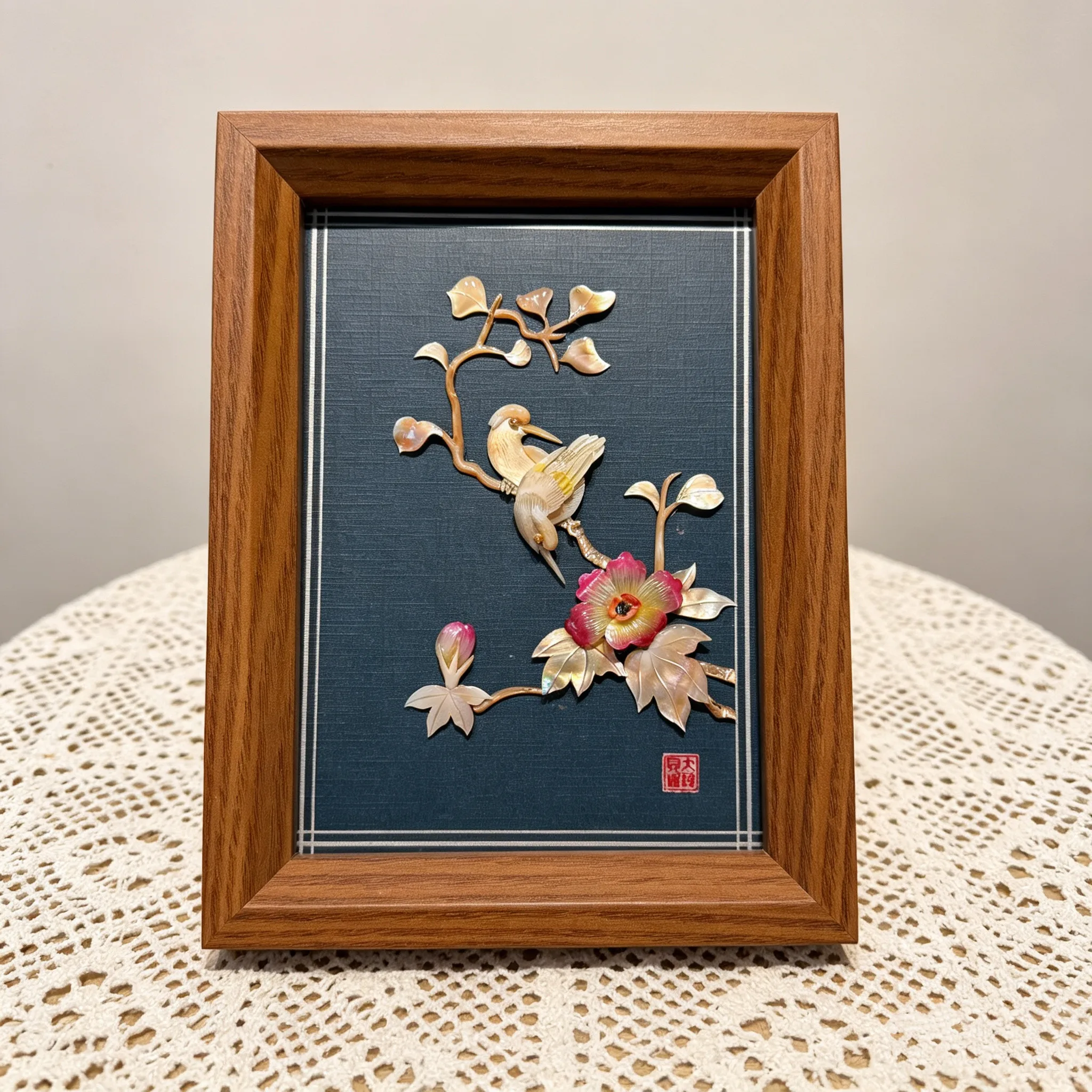 Shell Carving Vintage Picture Magpie Joy Entrance Hall Decor Art Chinese Style Bedroom Display Chinese Traditional Collectible