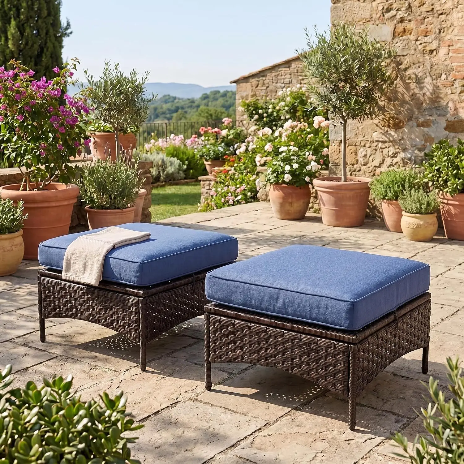 Wicker Ottoman 2-Pack, 23