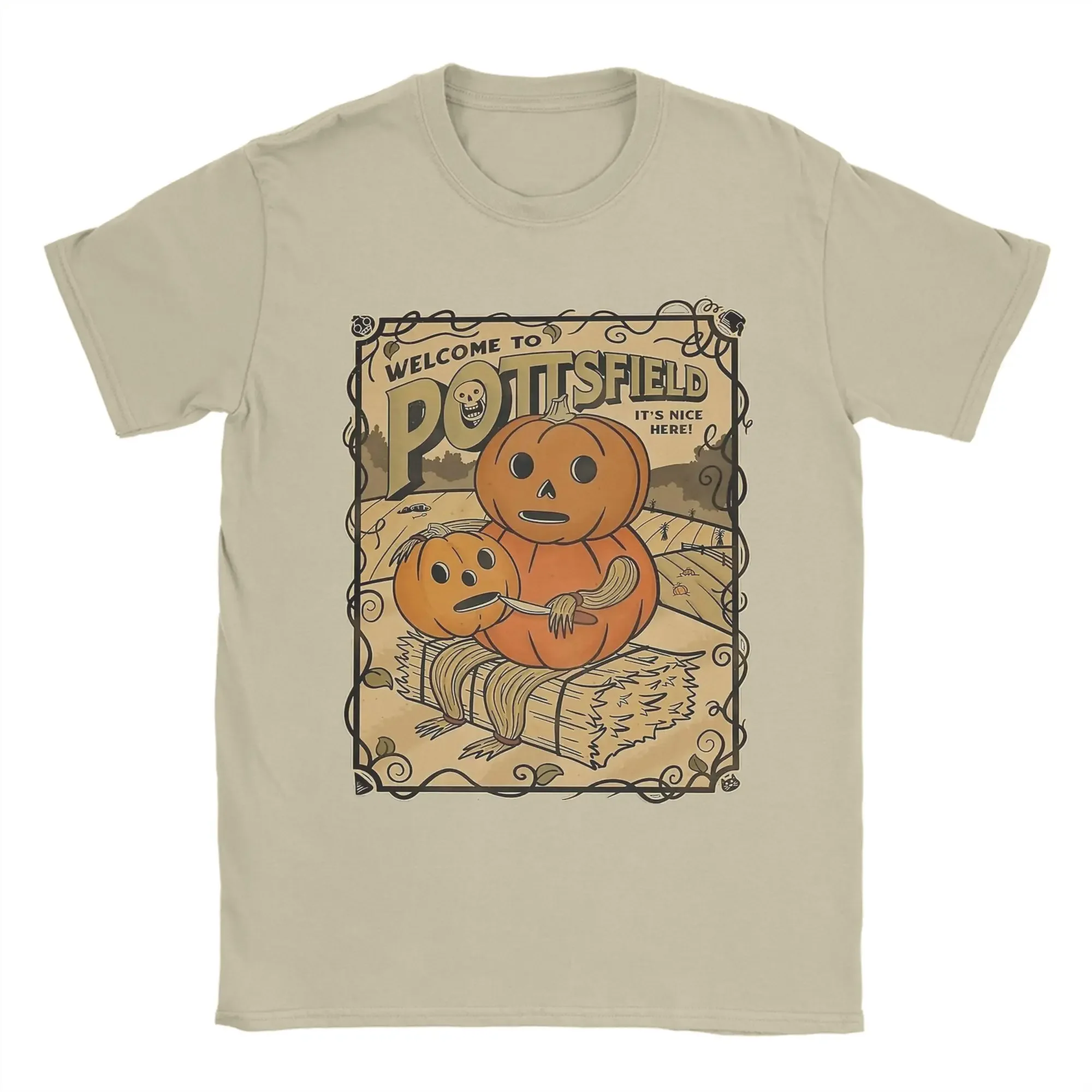 تي شيرت Just Waiting For Halloween بأكمام قصيرة 100% من القطن الخالص على شكل يقطين وراكون مطبوع للرجال بأكمام قصيرة #2