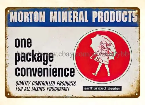 Morton Mineral Products metal tin sign man cave mancave metal wall art